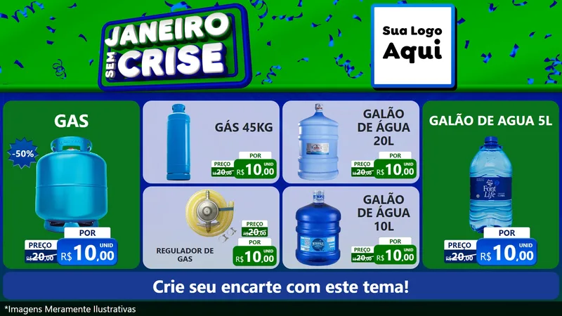 Modelo de TV para TV Horizontal com o tema Janeiro Sem Crise para Água e gás