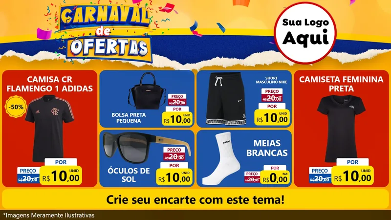 Modelo de TV para TV Horizontal com o tema Carnaval de Ofertas para Roupas e acessórios