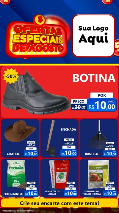 Modelo de Rede Social para Stories com o tema Ofertas Especiais de Agosto para Agropecuária
