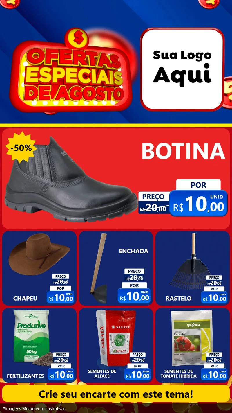 Modelo de Rede Social para Stories com o tema Ofertas Especiais de Agosto para Agropecuária