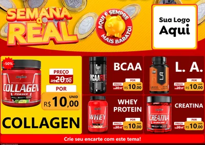 Modelo de Encarte para Encarte A4 Horizontal com o tema Semana do Real para Suplementos alimentares