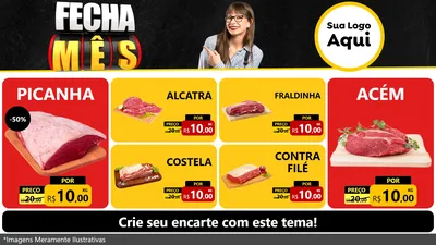 Modelo de TV para TV Horizontal com o tema Fecha Mês para Açougue