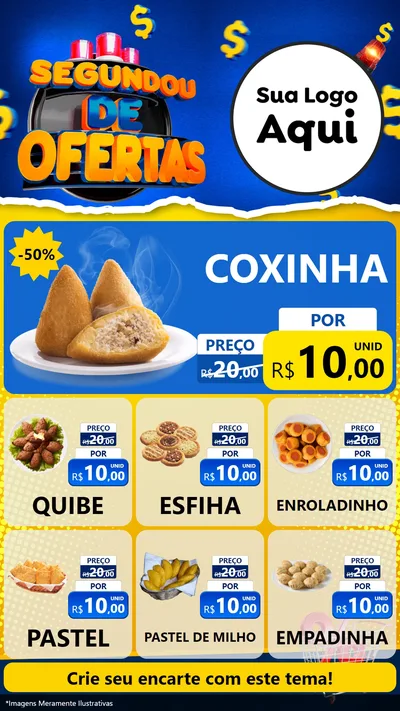 Modelo de Rede Social para Stories com o tema Segundou de Ofertas para Salgadaria