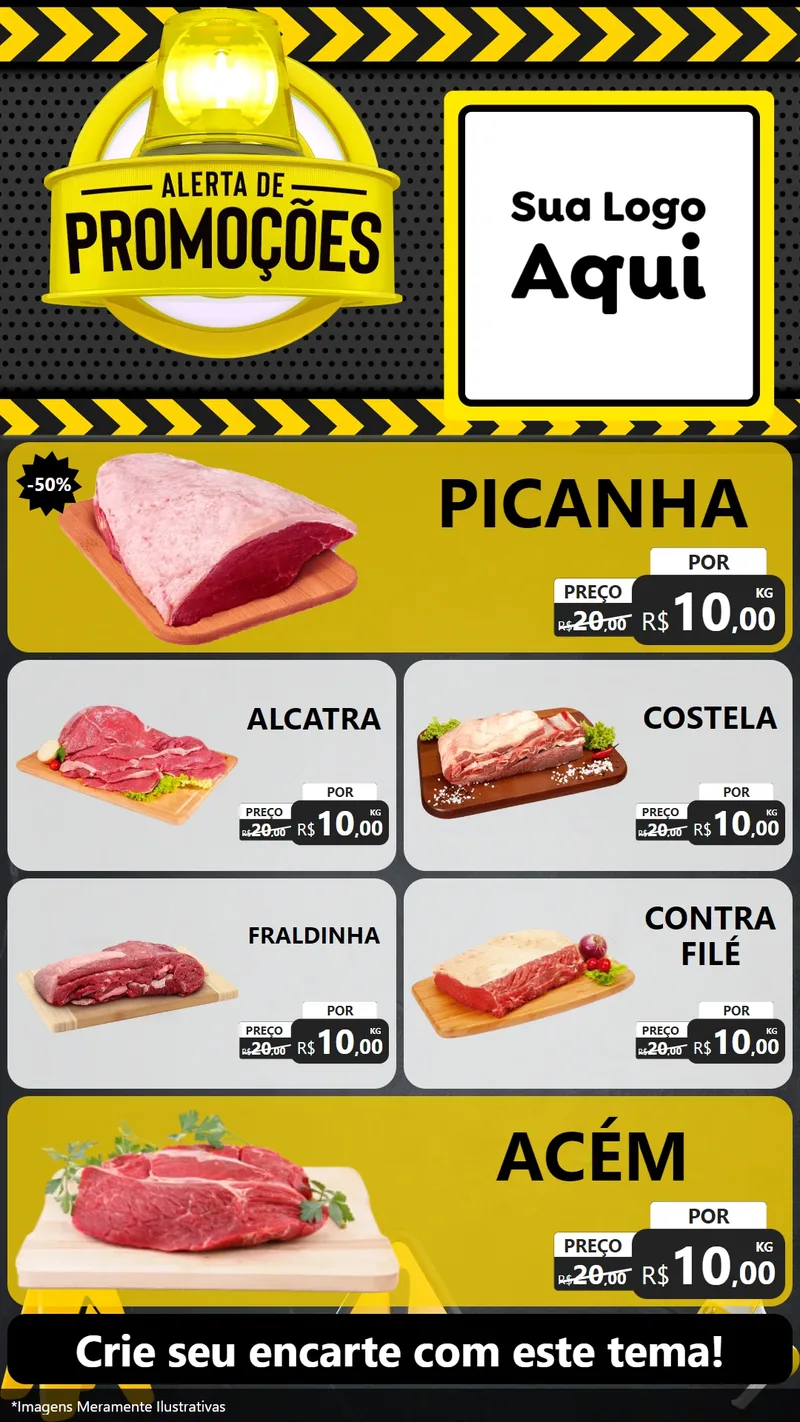 Modelo de TV para TV Vertical com o tema Alerta de Promoções para Açougue