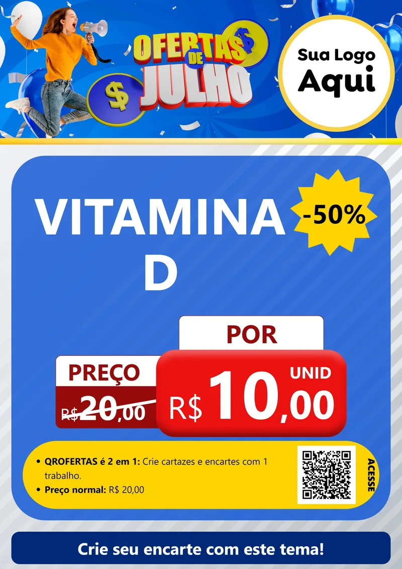 Modelo de Cartaz para Cartaz A4 Vertical com o tema Ofertas de Julho para Farmácia