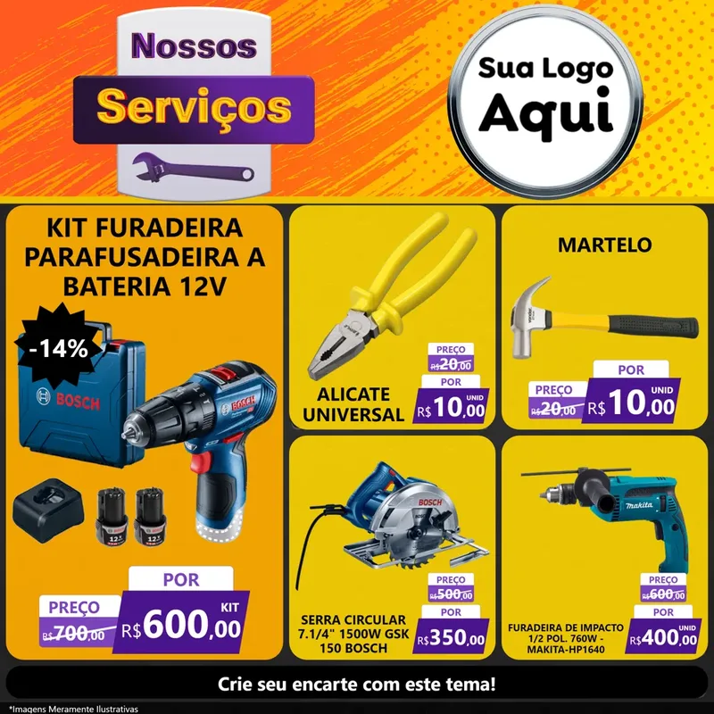 Modelo de Rede Social para Feed Facebook com o tema Nossos Serviços para Maquinas e Ferramentas