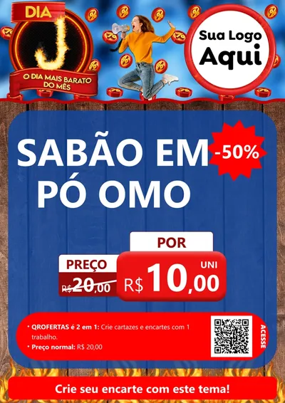 Modelo de Cartaz para Cartaz A4 Vertical com o tema Dia J - O Dia Mais Barato Do Mês para Produtos de Limpeza