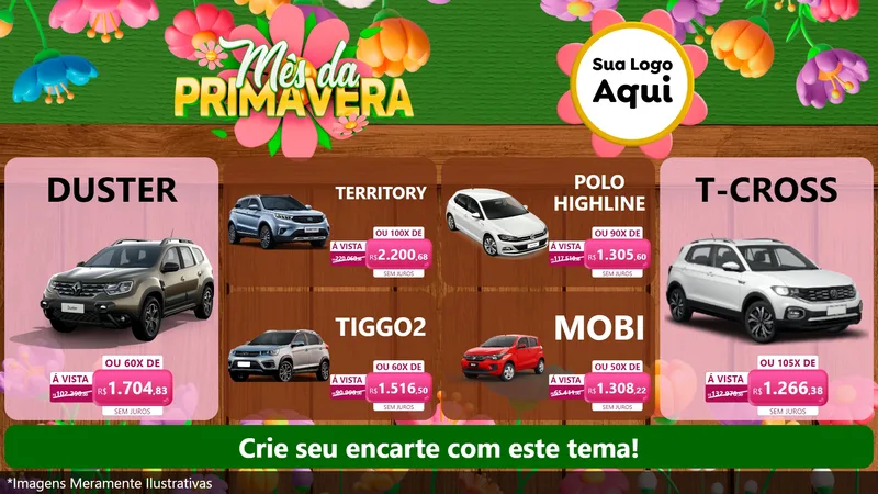 Modelo de TV para TV Horizontal com o tema Mês da Primavera para Concessionaria de Carros