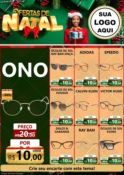 Modelo de Encarte para Encarte A4 Vertical com o tema Ofertas de Natal para Óticas