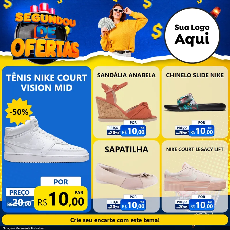 Modelo de Rede Social para Feed Facebook com o tema Segundou de Ofertas para Calçados