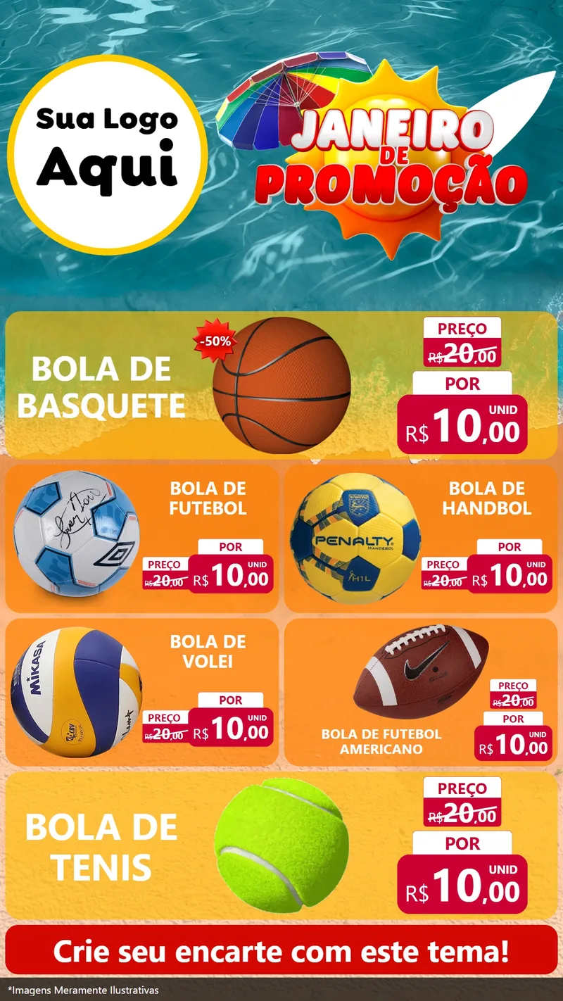 Modelo de TV para TV Vertical com o tema Janeiro de Promoção para Artigos Esportivos