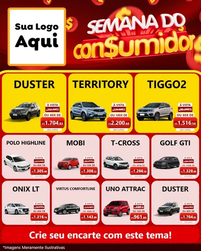 Modelo de Rede Social para Feed Instagram com o tema Semana do Consumidor para Concessionaria de Carros