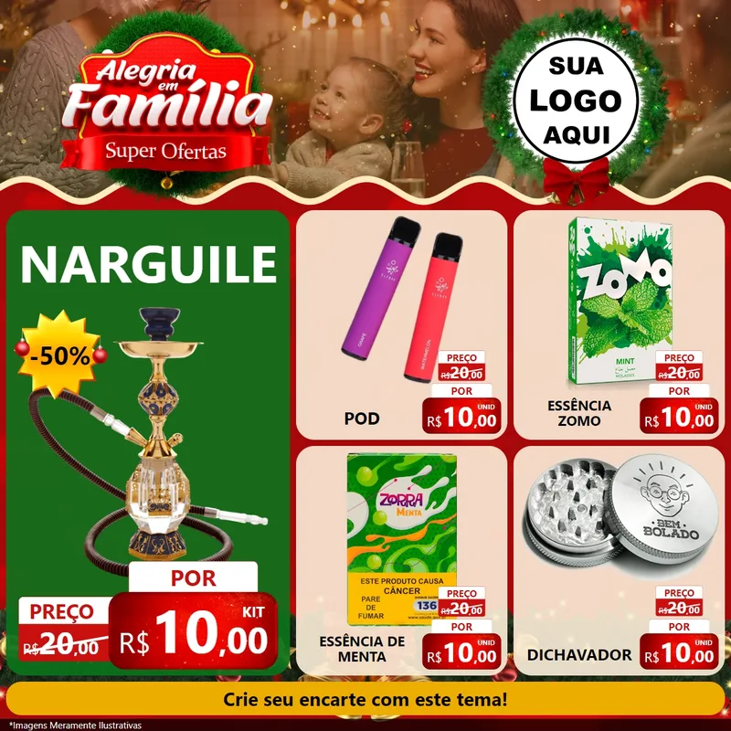 Modelo de Rede Social para Feed Facebook com o tema Alegria Em Família - Super Ofertas para Tabacaria
