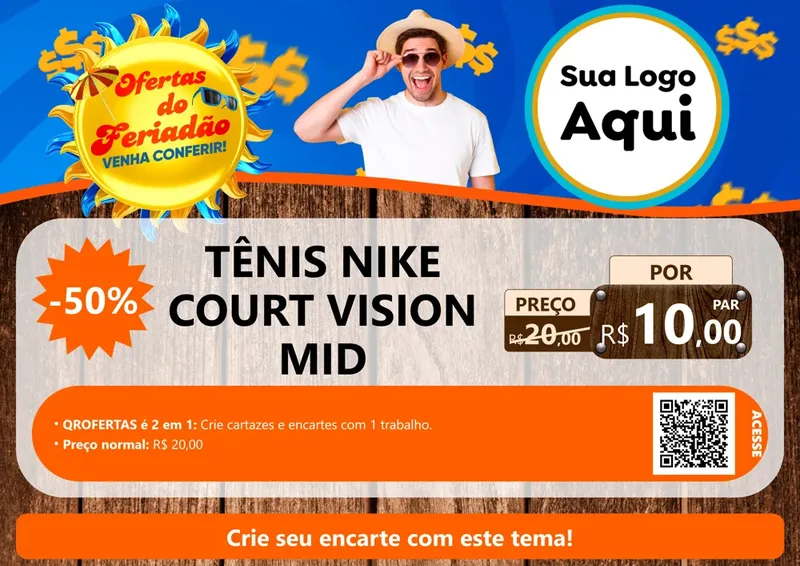 Modelo de Cartaz para Cartaz A4 Horizontal com o tema Ofertas do Feriadão para Calçados