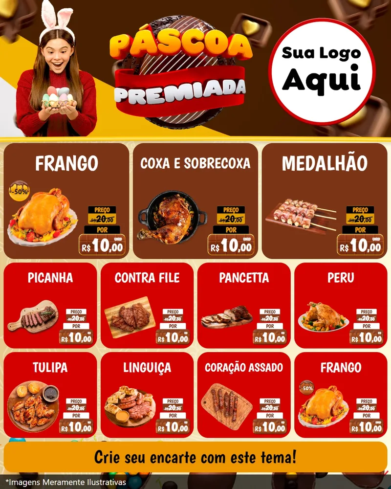 Modelo de Rede Social para Feed Instagram com o tema Páscoa Premiada para Assados