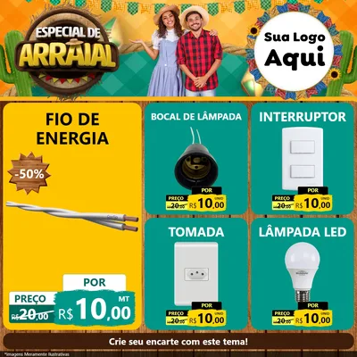 Modelo de Rede Social para Feed Facebook com o tema Especial De Arraial para Materiais Elétricos