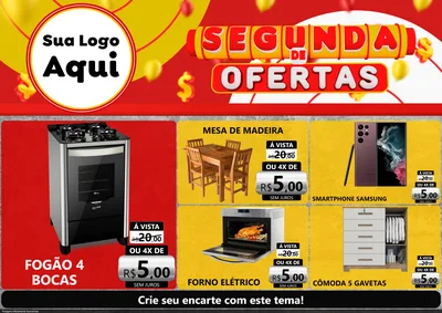 Modelo de Encarte para Encarte A4 Horizontal com o tema Segunda de Ofertas para Móveis e Eletro