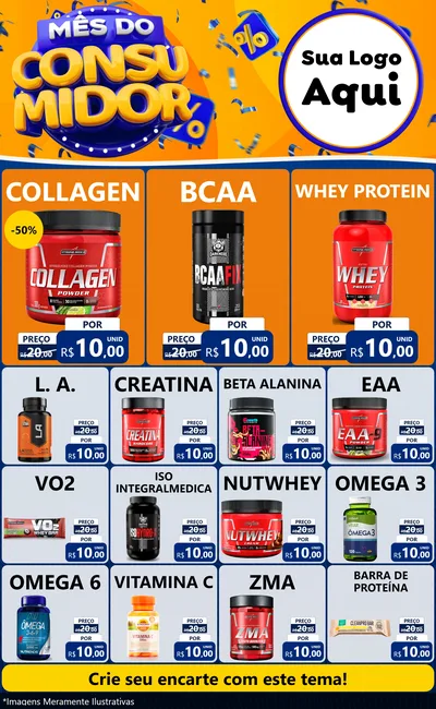Modelo de Encarte para Encarte Grande com o tema Mês do Consumidor para Suplementos alimentares