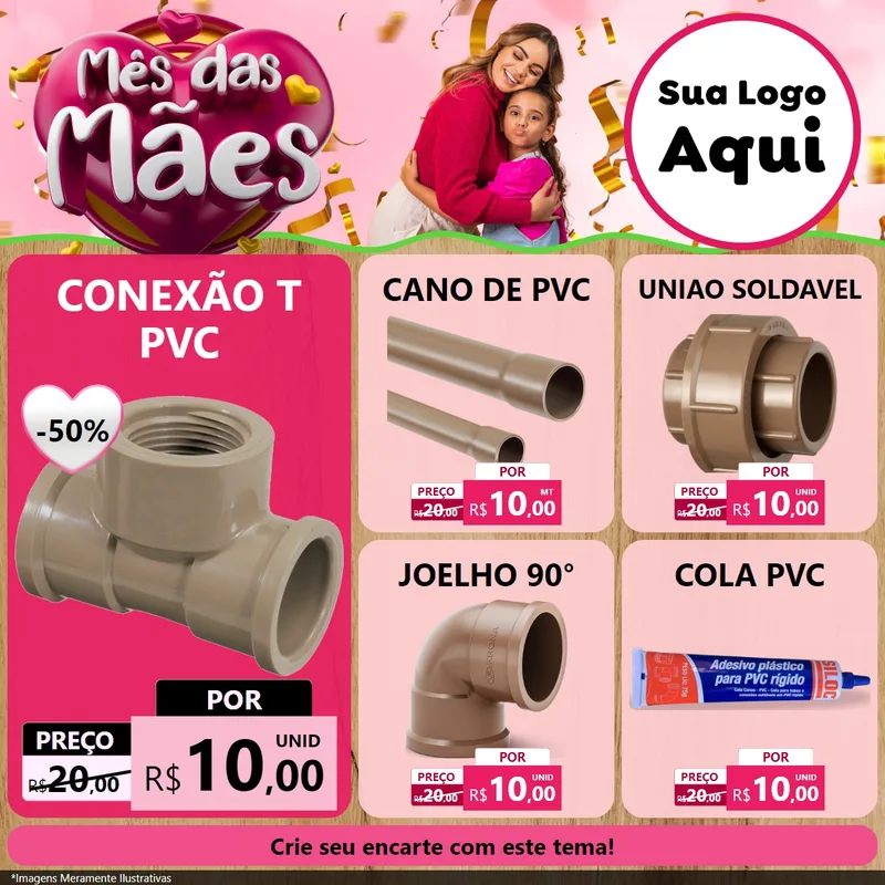 Modelo de Rede Social para Feed Facebook com o tema Mês das Mães para Tubos e conexões