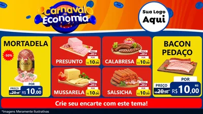 Modelo de TV para TV Horizontal com o tema Carnaval da Economia para Frios e Laticínios