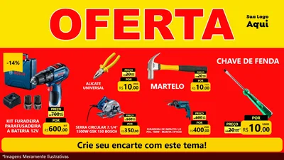 Modelo de TV para TV Horizontal com o tema OFERTA - Vermelho Cartaz para Maquinas e Ferramentas
