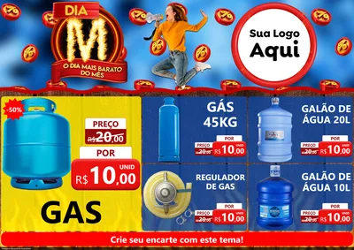 Modelo de Encarte para Encarte A4 Horizontal com o tema Dia M - O Dia Mais Barato Do Mês para Água e gás
