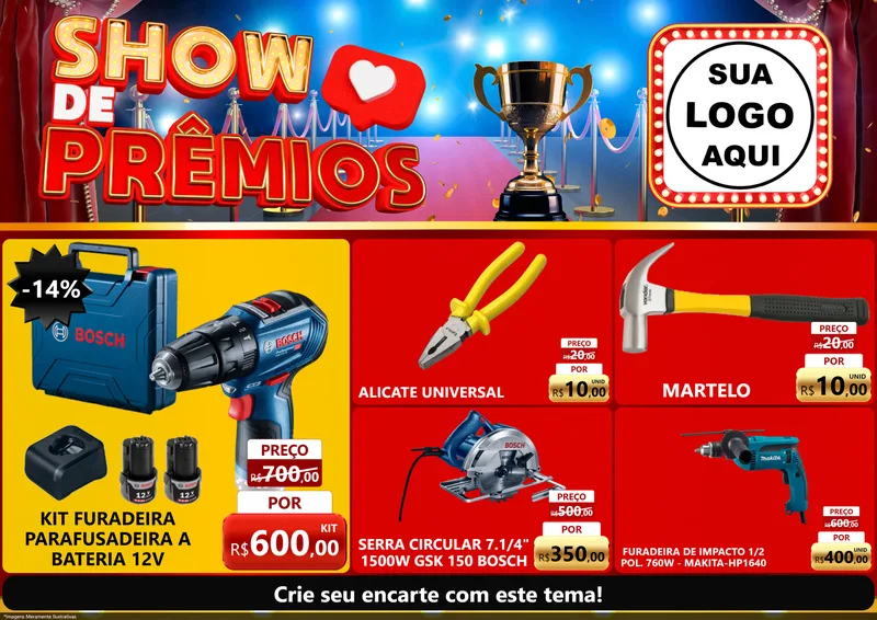 Modelo de Encarte para Encarte A4 Horizontal com o tema Show de Prêmios para Maquinas e Ferramentas