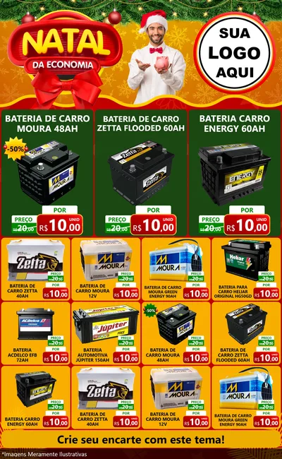 Modelo de Encarte para Encarte Grande com o tema Natal da Economia para Baterias Elétricas