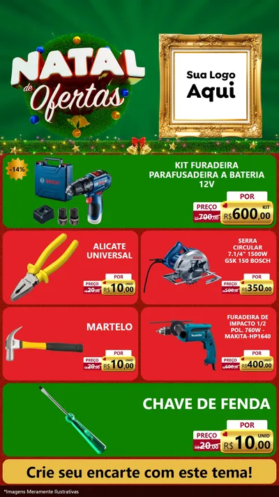 Modelo de TV para TV Vertical com o tema Natal de Ofertas para Maquinas e Ferramentas