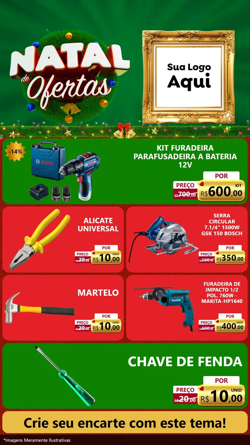 Modelo de TV para TV Vertical com o tema Natal de Ofertas para Maquinas e Ferramentas