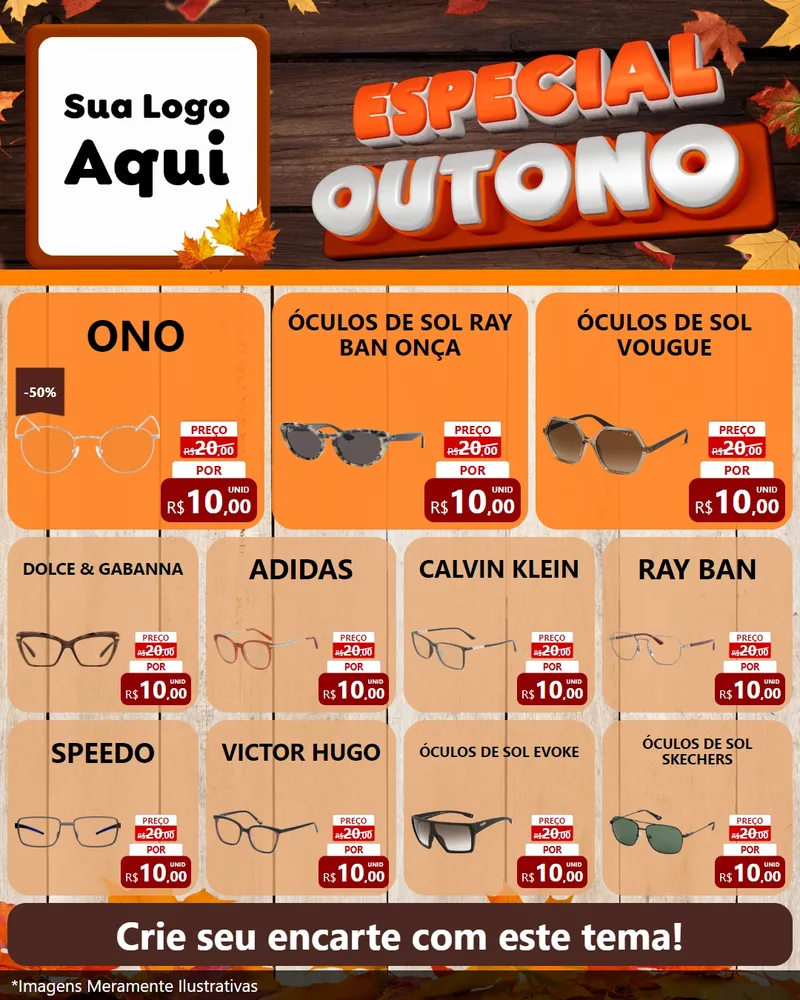 Modelo de Rede Social para Feed Instagram com o tema Especial Outono para Óticas