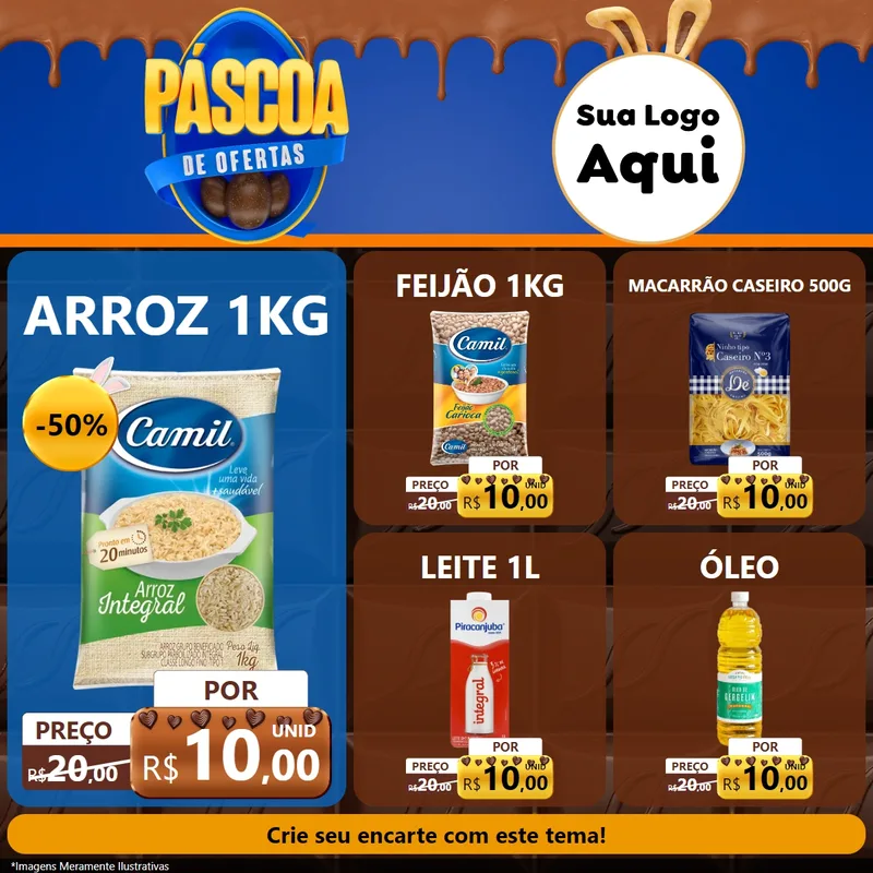 Modelo de Rede Social para Feed Facebook com o tema Páscoa de Ofertas para Supermercado