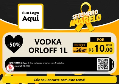 Modelo de Cartaz para Cartaz A4 Horizontal com o tema Setembro Amarelo para Distribuidora de bebidas