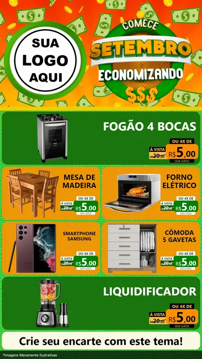 Modelo de TV para TV Vertical com o tema Comece Setembro Economizando para Móveis e Eletro