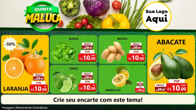 Modelo de TV para TV Horizontal com o tema Quinta Maluca - Hortifrúti para Hortifrúti