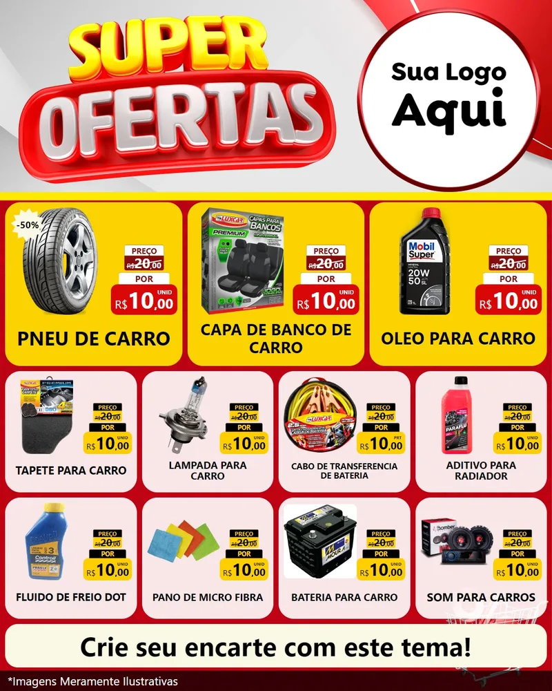 Modelo de Rede Social para Feed Instagram com o tema Super Ofertas para Auto peças