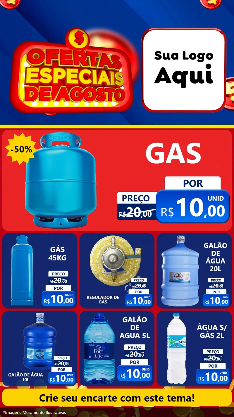 Modelo de Rede Social para Stories com o tema Ofertas Especiais de Agosto para Água e gás