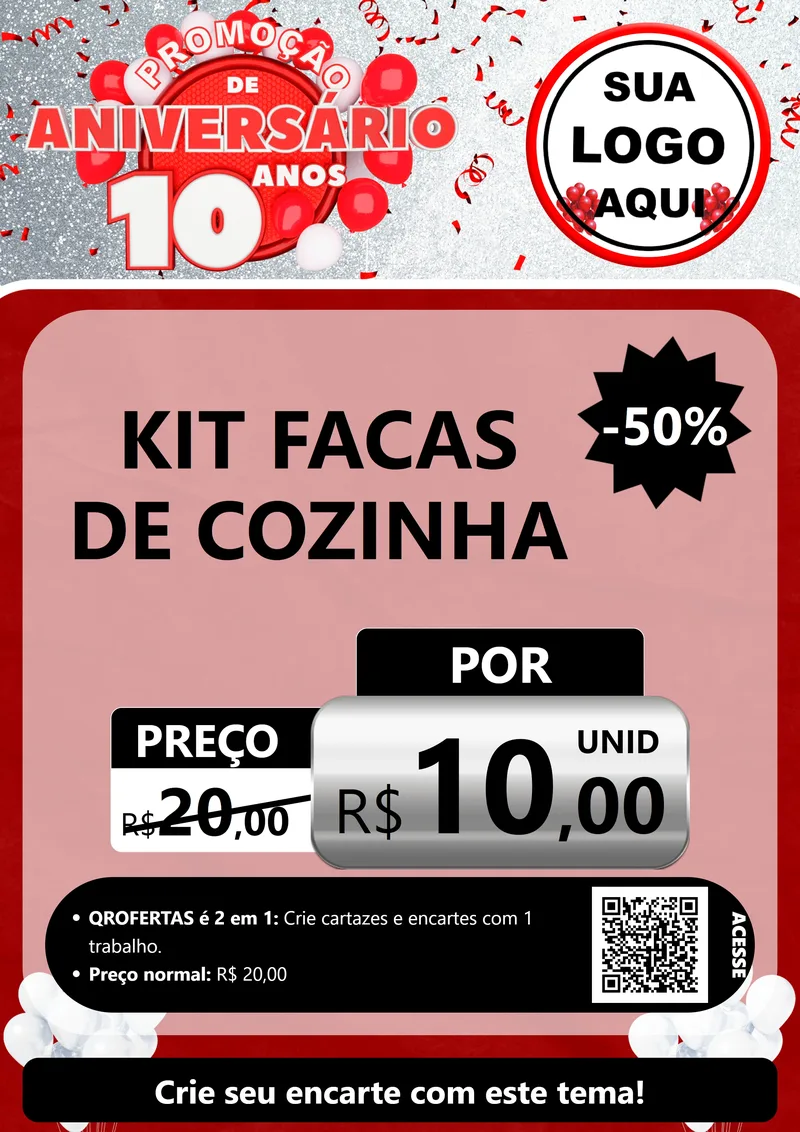 Modelo de Cartaz para Cartaz A4 Vertical com o tema Promoção de Aniversário - 10 Anos para Utilidades Domésticas