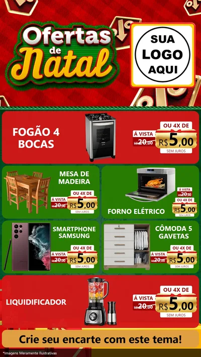 Modelo de TV para TV Vertical com o tema Ofertas de Natal para Móveis e Eletro
