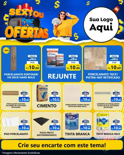 Modelo de Rede Social para Feed Instagram com o tema Sextou de Ofertas para Pisos e revestimentos