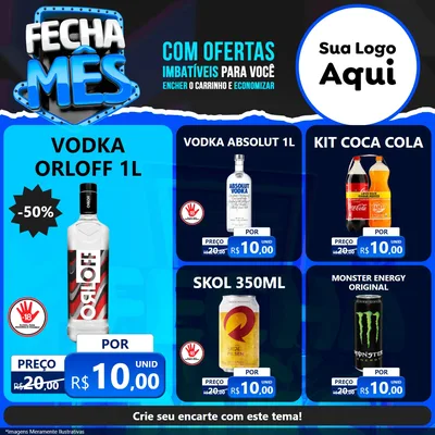 Modelo de Rede Social para Feed Facebook com o tema Fecha Mês para Distribuidora de bebidas