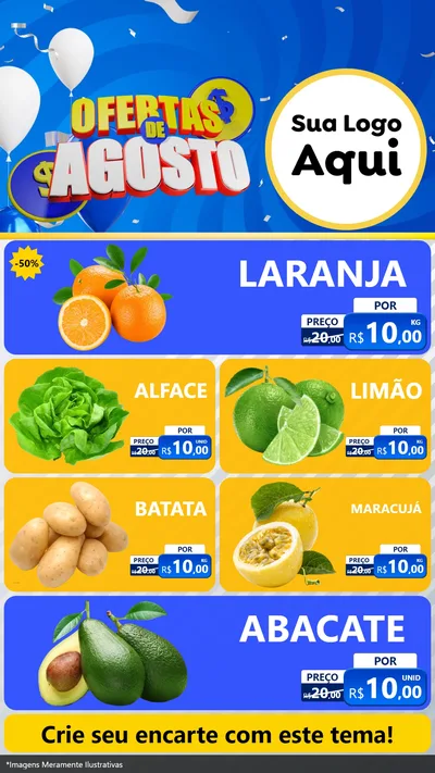 Modelo de TV para TV Vertical com o tema Ofertas de Agosto para Hortifrúti