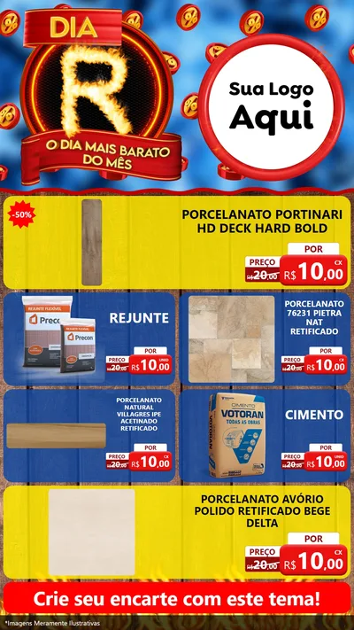 Modelo de TV para TV Vertical com o tema Dia R - O Dia Mais Barato Do Mês para Pisos e revestimentos