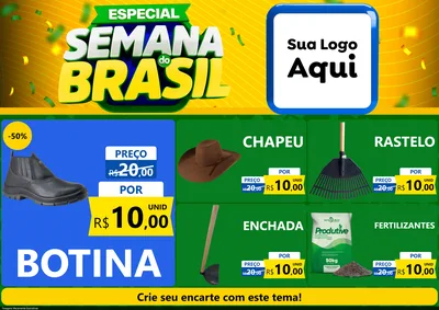 Modelo de Encarte para Encarte A4 Horizontal com o tema Especial Semana do Brasil para Agropecuária