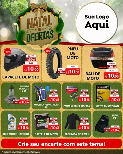 Modelo de Rede Social para Feed Instagram com o tema Ofertas de Natal para Moto peças