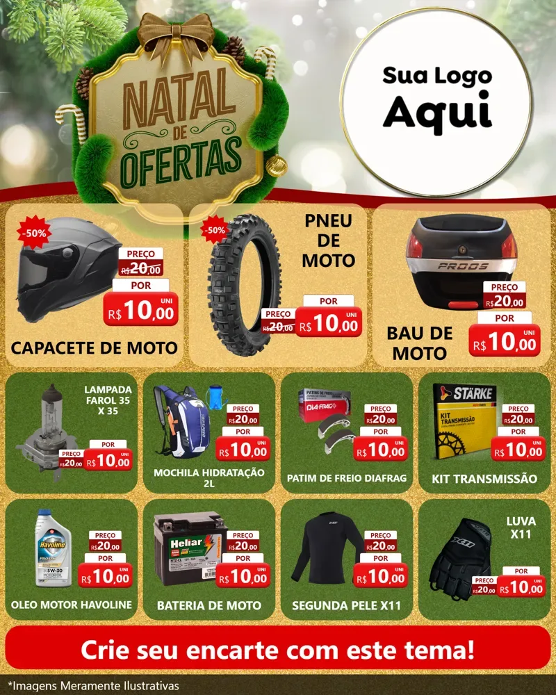 Modelo de Rede Social para Feed Instagram com o tema Ofertas de Natal para Moto peças