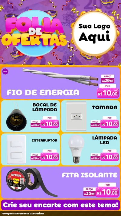 Modelo de TV para TV Vertical com o tema Folia de Ofertas para Materiais Elétricos