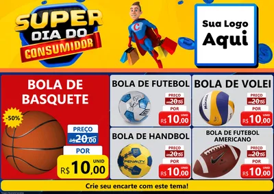 Modelo de Encarte para Encarte A4 Horizontal com o tema Super Dia do Consumidor para Artigos Esportivos