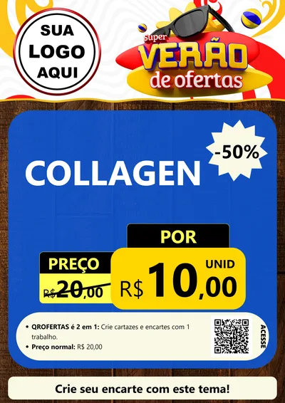Modelo de Cartaz para Cartaz A4 Vertical com o tema Super Verão de Ofertas para Suplementos alimentares