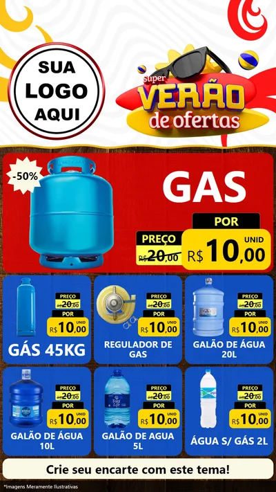 Modelo de Rede Social para Stories com o tema Super Verão de Ofertas para Água e gás